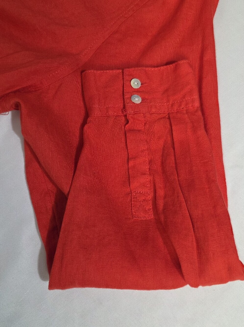 Sigrid Olsen Womens Size 1X Deep V-Neck Linen Roll Tab Sleeve Button-Down Shirt - Picture 2 of 10